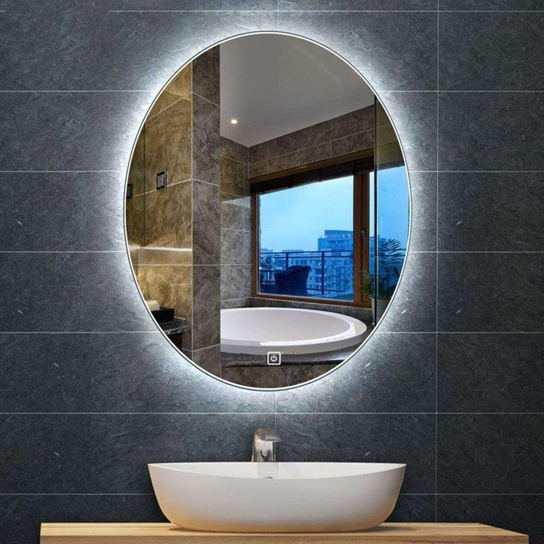 Miroir rétroéclairé à LED personnalisé rond anti-buée sans cadre LED miroir de salle de bain de luxe d'hôtel