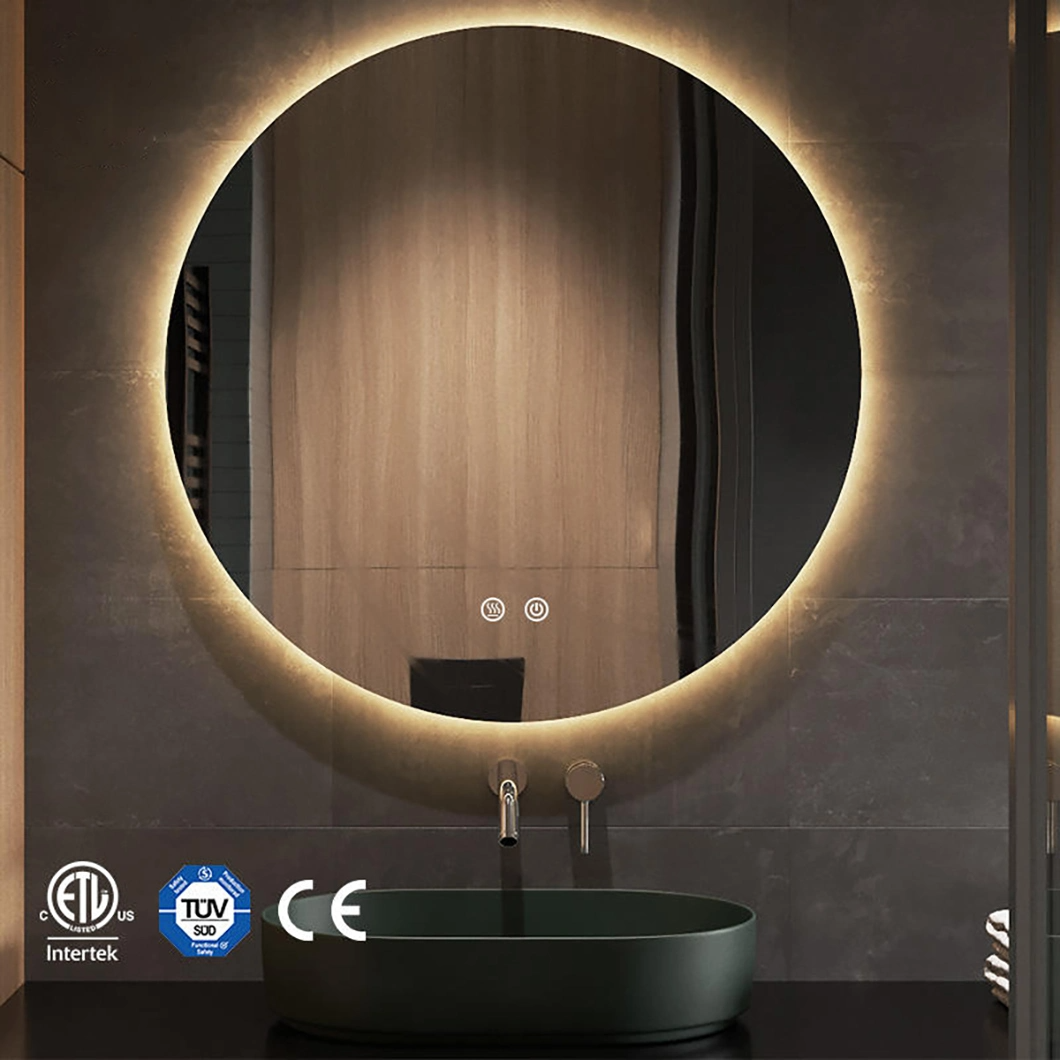 Miroir rétroéclairé à LED personnalisé rond anti-buée sans cadre LED miroir de salle de bain de luxe d'hôtel