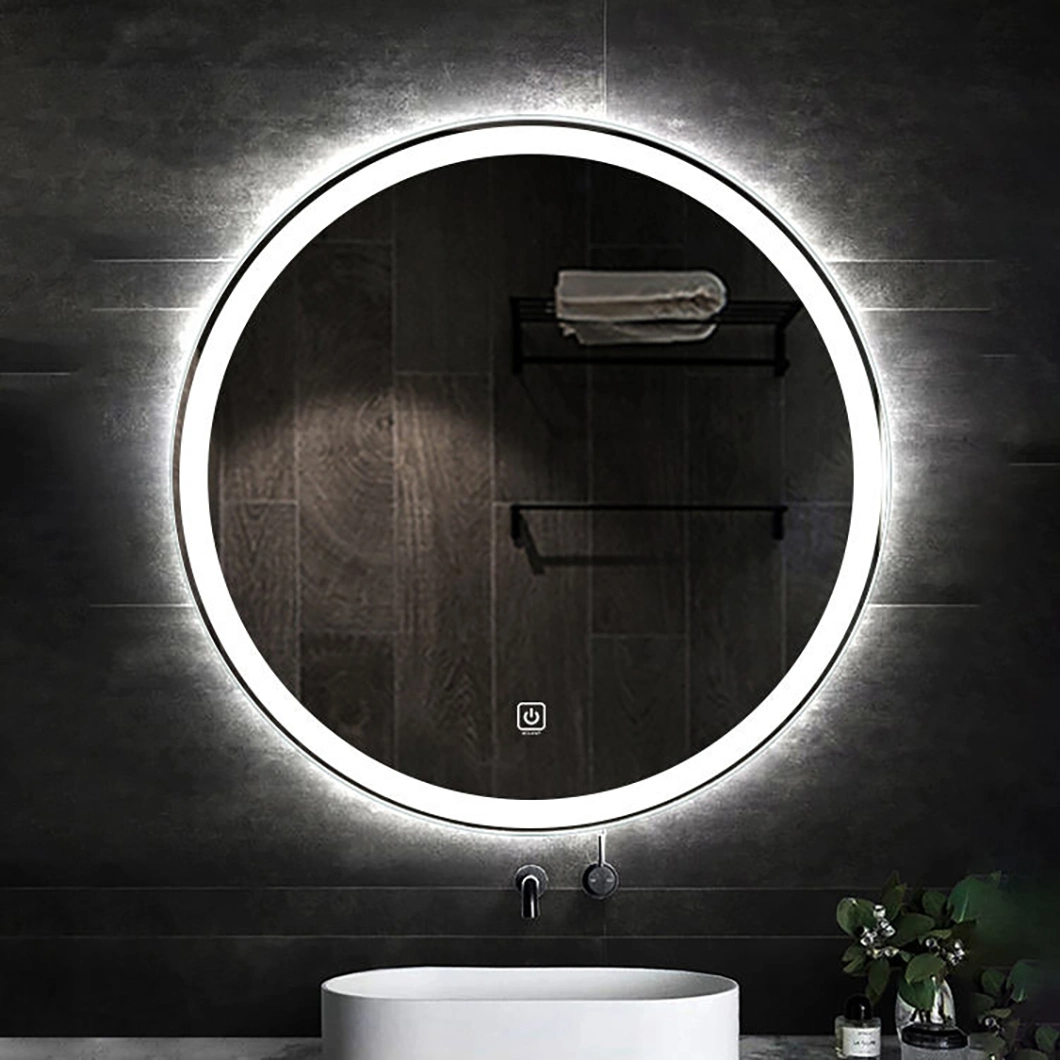 Miroir rétroéclairé à LED personnalisé rond anti-buée sans cadre LED miroir de salle de bain de luxe d'hôtel