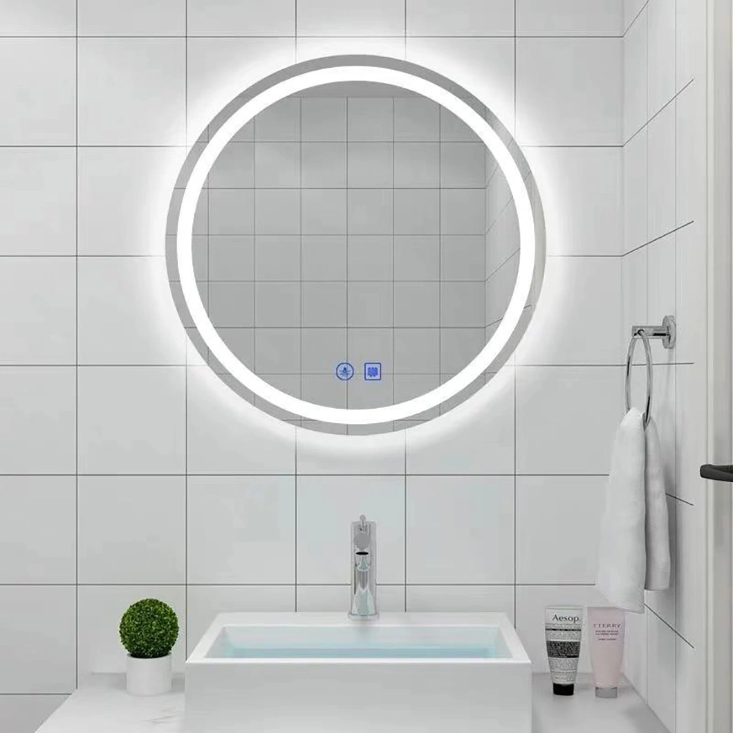 Miroir rétroéclairé à LED personnalisé rond anti-buée sans cadre LED miroir de salle de bain de luxe d'hôtel