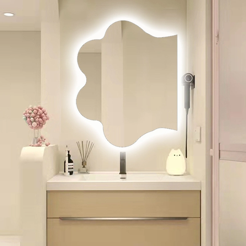 Miroir de courtoisie esthétique irrégulier sans cadre, miroirs acryliques décoratifs de table de bureau Daizysight avec support en bois pour la vie