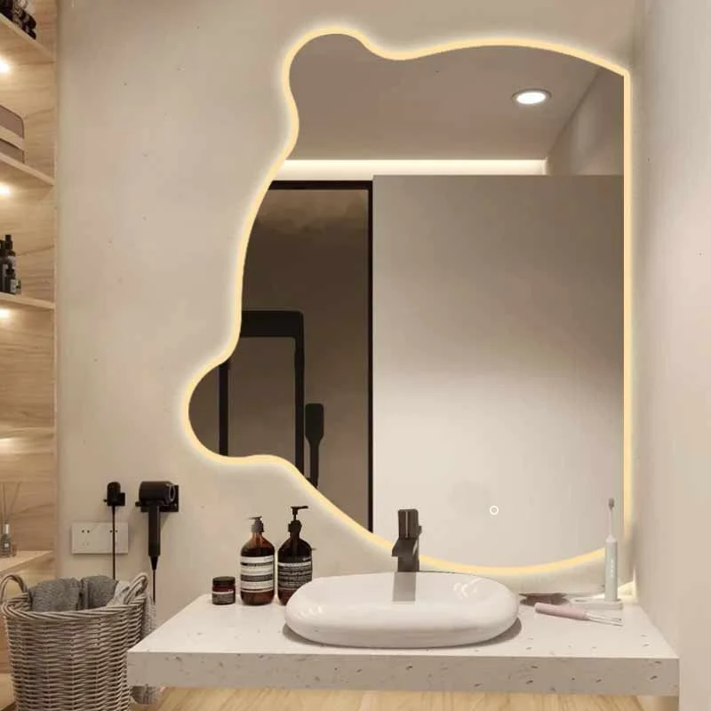 Ours écran tactile vague miroir toilette chambre créatif irrégulier hétérotypique maquillage vanité miroir