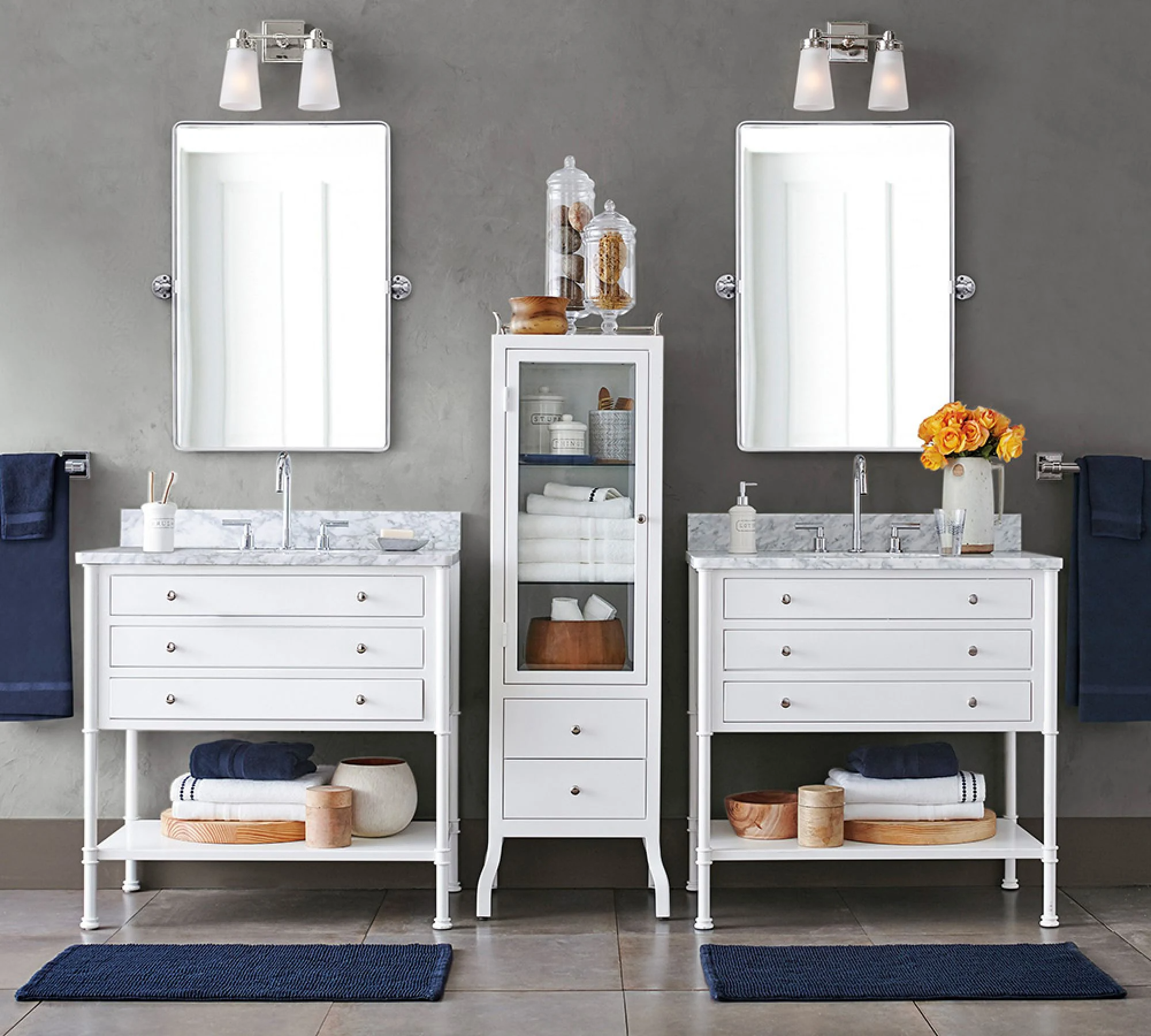 Table de vanité moderne bon marché Double miroir et double vasque Armoire de salle de bain Vanité de salle de bain de luxe