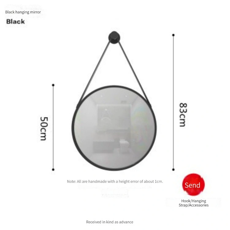 Mode moderne Style PU ceinture mur miroirs décor à la maison suspendu miroir rond décor mur miroir