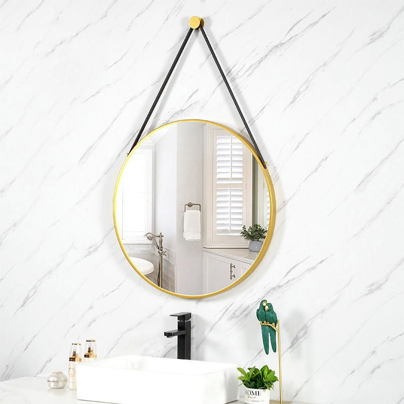 Mode moderne Style PU ceinture mur miroirs décor à la maison suspendu miroir rond décor mur miroir