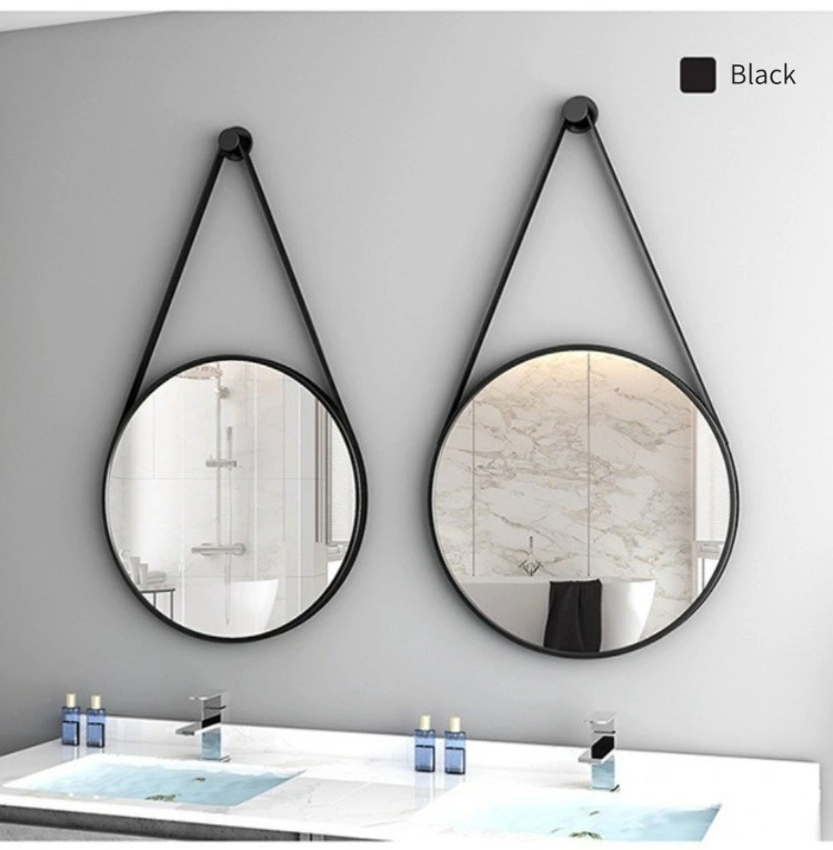 Mode moderne Style PU ceinture mur miroirs décor à la maison suspendu miroir rond décor mur miroir
