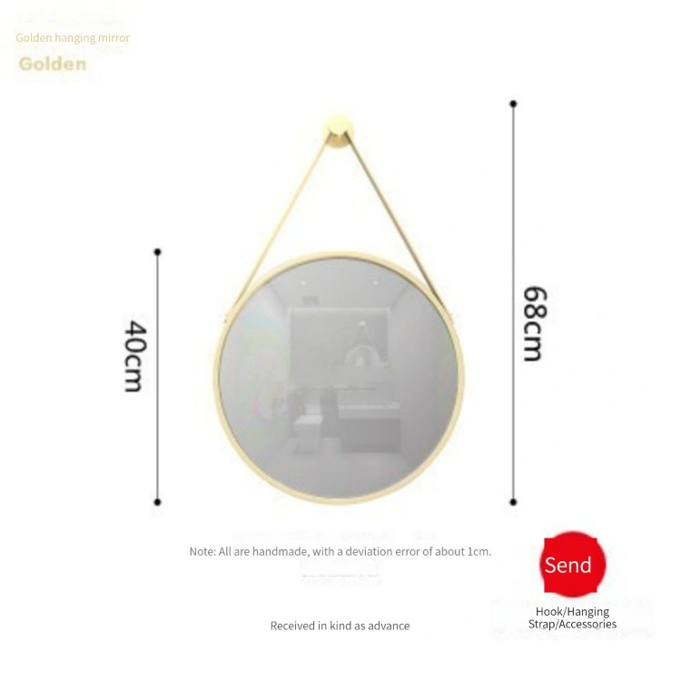 Mode moderne Style PU ceinture mur miroirs décor à la maison suspendu miroir rond décor mur miroir