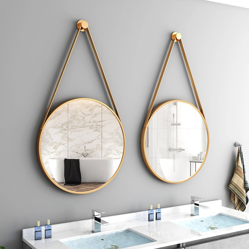Mode moderne Style PU ceinture mur miroirs décor à la maison suspendu miroir rond décor mur miroir