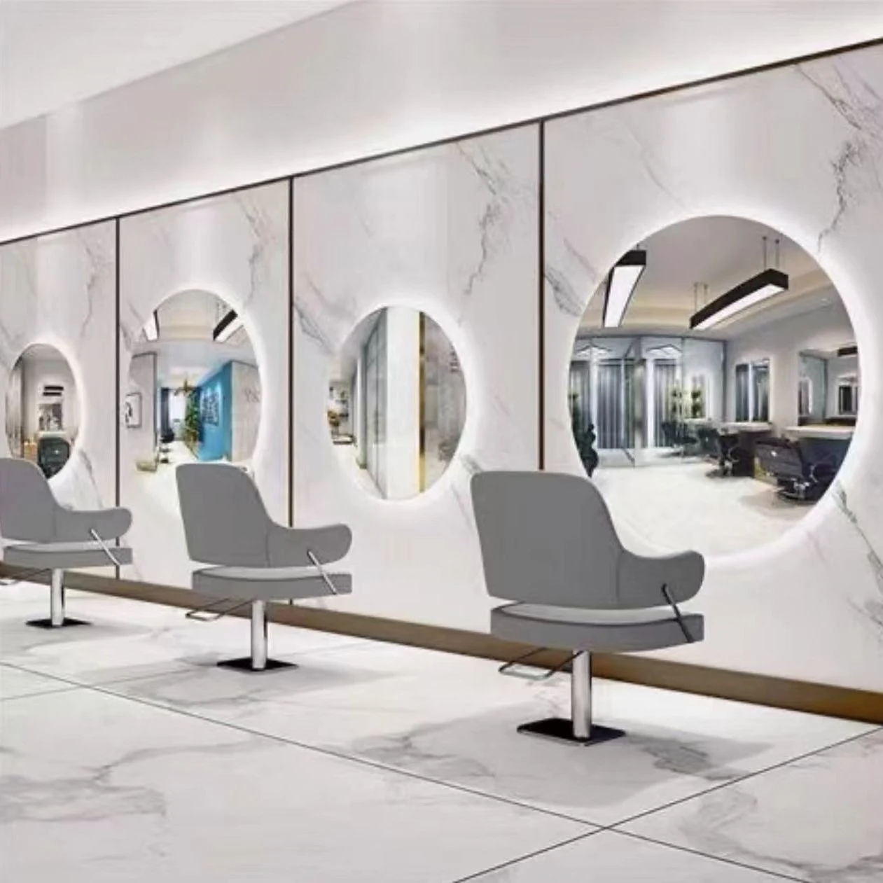 Salon de coiffure miroir Salon de coiffure rond miroir Table Salon de coiffure spécial européen verre Salon meubles