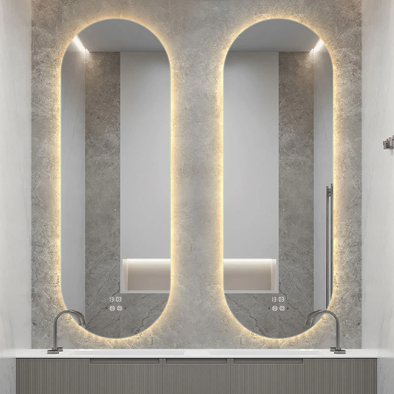 Miroir de salle de bain intelligent Miroir de salle de bain LED mural avec miroir de toilette anti-buée léger
