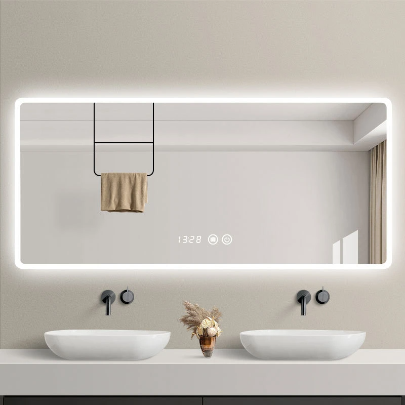 Miroir de salle de bain intelligent Miroir de salle de bain LED mural avec miroir de toilette anti-buée léger