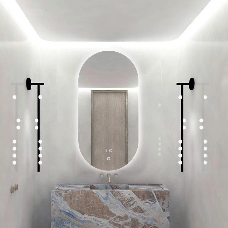 Miroir de salle de bain intelligent Miroir de salle de bain LED mural avec miroir de toilette anti-buée léger