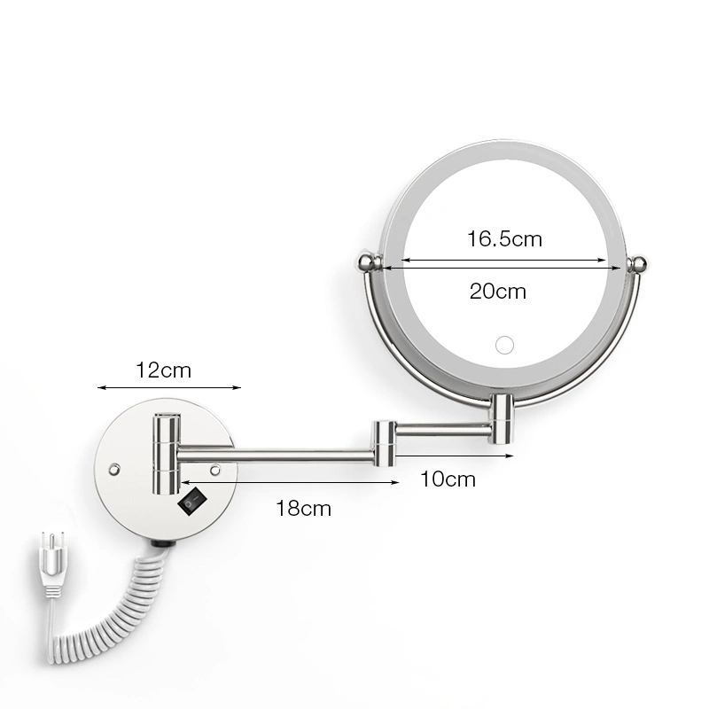 Miroir de courtoisie de maquillage à LED éclairé à montage mural grossissant Miroir de salle de bain éclairé à LED illuminé par LED