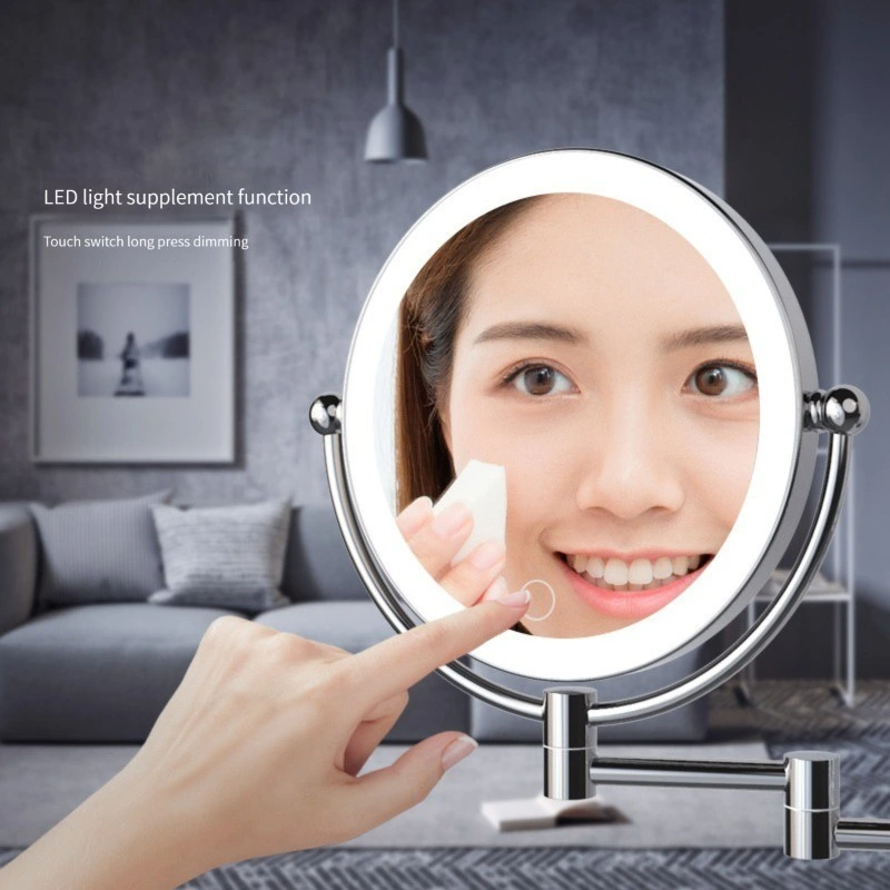 Miroir de courtoisie de maquillage à LED éclairé à montage mural grossissant Miroir de salle de bain éclairé à LED illuminé par LED