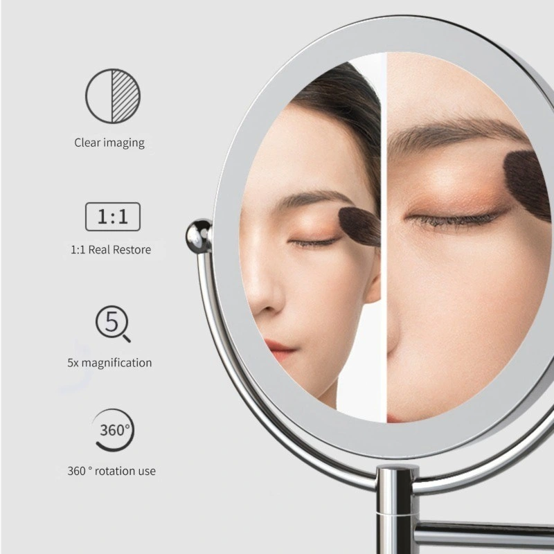 Miroir de courtoisie de maquillage à LED éclairé à montage mural grossissant Miroir de salle de bain éclairé à LED illuminé par LED