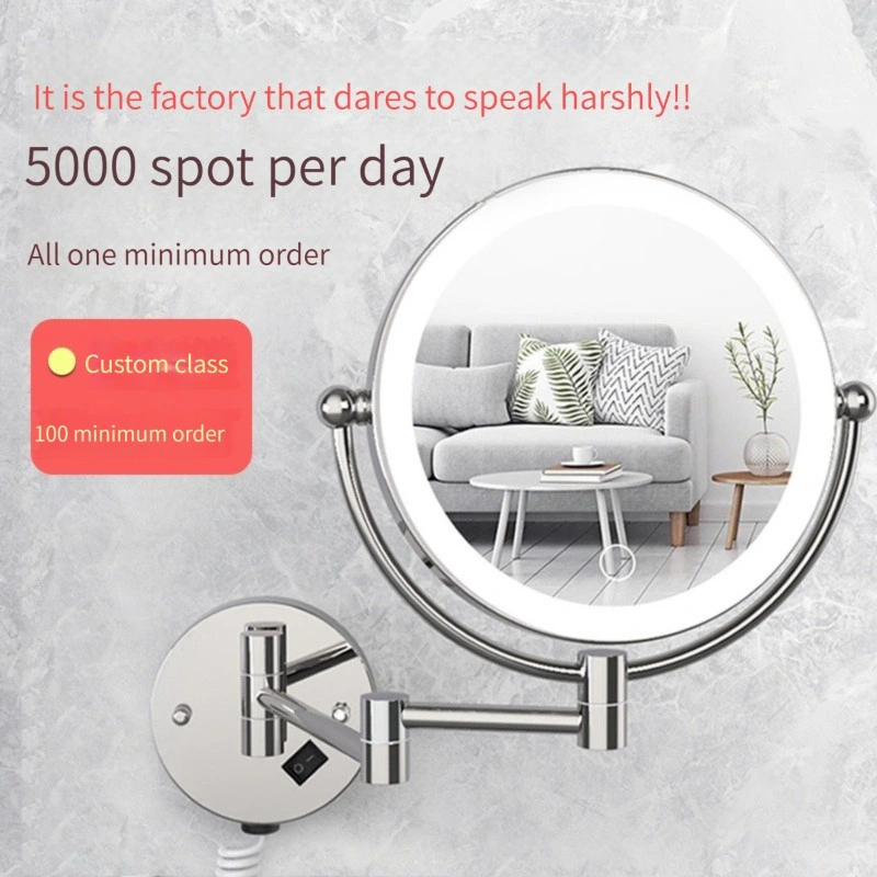 Miroir de courtoisie de maquillage à LED éclairé à montage mural grossissant Miroir de salle de bain éclairé à LED illuminé par LED