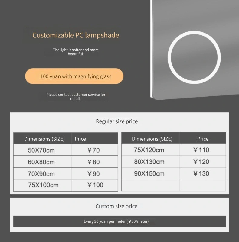 Miroir intelligent dans la salle de bain Miroir de salle de bain de bonne qualité avec interrupteur tactile Miroir intelligent automatique